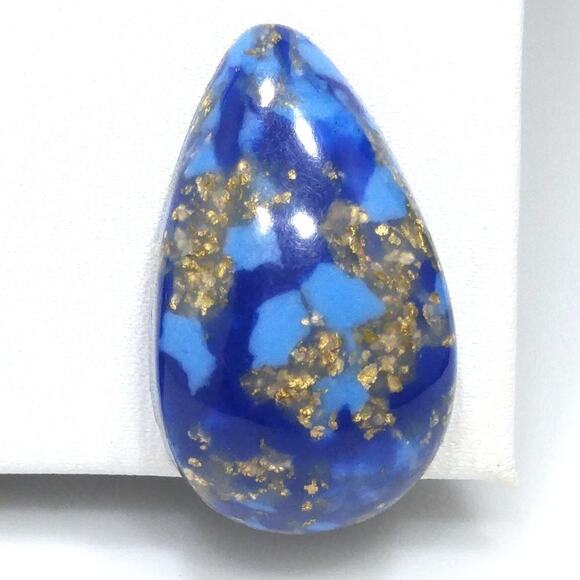 Vintage 1950s Blue Gold Glitter Lucite Clip Earrings Mid Century Modern Jewelry - Picture 8 of 13